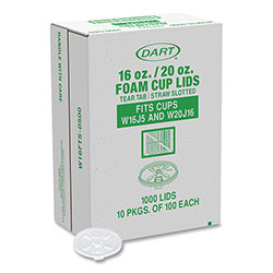 Dart Lids for Foam Cups and Containers, Fits 16 oz, 20 oz Cups, Translucent, 1,000/Carton