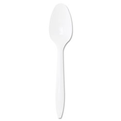 Dart Medium-Weight White Plastic Teaspoons, Case of 1,000