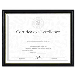 Dax Two-Tone Document/Diploma Frame, Wood, 8 1/2 x 11, Black w/Gold Leaf Trim
