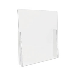 Deflecto Counter Top Barrier with Pass Thru, 31.75 in x 6 in x 36 in, Polycarbonate, Clear, 2/Carton