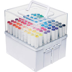 Deflecto Expandable Marker Accordion Organizer - External Dimensions: 8.6 in x 7.5 in Depth x 8.5 in, - Snap-in Lid Closure - Clear, White - For Pen, Marker - 1 / Each