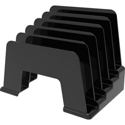 Deflecto Small Inclined File Sorter, 5 Compartment, Black