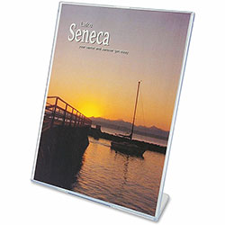 Deflecto Superior Image Slanted Sign Holders, 12/Carton, 8.5 in Width x 11 in Height, L-shaped Shape, Top Loading, Durable, Polystyrene, Clear