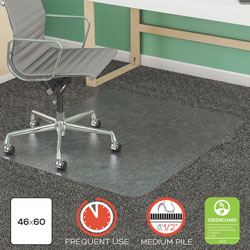 Deflecto SuperMat Frequent Use Chair Mat, Med Pile Carpet, Roll, 46 x 60, Rectangle, Clear