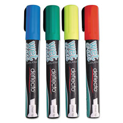 Deflecto Wet Erase Markers, Medium Chisel Tip, Assorted Colors, 4/Pack (DEFSMA510V4)