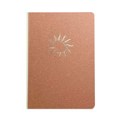 Denik Embossed Canvas Layflat Hardbound Journal, Gold Rise and Shine Artwork, Dotted Rule, Rose-Brown/Cream Cover, 7 x 5, 64 Sheets
