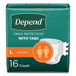 Depend® Incontinence Protection with Tabs, 35 in to 49 in Waist, 20/Pack, 3 Packs/Carton