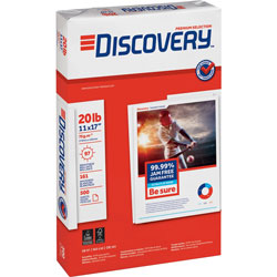 Discovery White Multipurpose Paper, 11 x 17 (Ledger), 95 Bright, 20 lb, 500 Sheets Per Ream, Case of 5 Reams