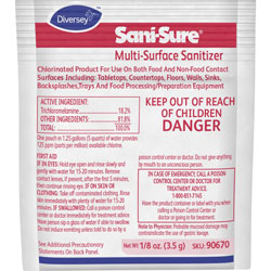 Diversey Multi-Surface Sanitizer - Powder - 0.13 oz (0.01 lb) - Chlorine Scent - 100 / Carton - Yellow