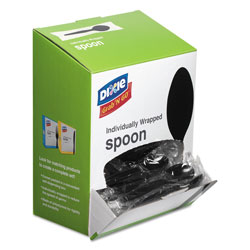 Dixie Grab’N Go Wrapped Cutlery, Teaspoons, Black, 90/Box