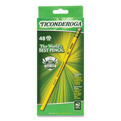 Dixon Ticonderoga Pencils, HB (#2), Black Lead, Yellow Barrel, 48/Pack