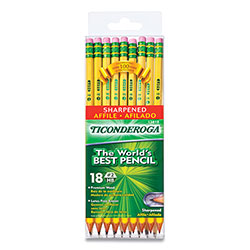 Dixon Ticonderoga Pre-Sharpened Pencil, HB (#2), Black Lead, Yellow Barrel, 18/Pack