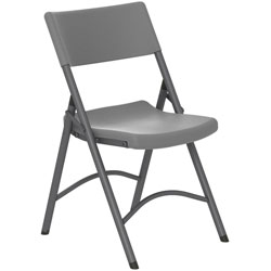 Dorel Zown Classic Commercial Resin Folding Chair - Gray Seat - Gray Back - Gray Steel, High Density Resin, High-density Polyethylene (HDPE) Frame - Four-legged Base - 1 Each
