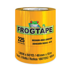 Duck® FROGTAPE Performance Grade Masking Tape, 3 in Core, 1.88 in x 60 yds, Gold, 3/Pack, 8 Packs/Carton