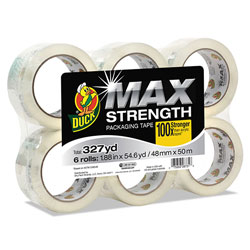Duck® MAX Packaging Tape, 3 in Core, 1.88 in x 54.6 yds, Crystal Clear, 6/Pack