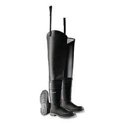 Dunlop® Protective Footwear Hip Waders, Steel Toe, Men's 11, 32 in Inseam, Polyblend/PVC, Black