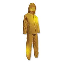 Dunlop® Protective Footwear Sitex 3-Pc Rain Suit with Detachable Hood Jacket/Bib Overalls, 0.35 mm Thick, Polyester/PVC, Yellow, X-Large