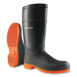 Dunlop® Protective Footwear Sureflex Steel Toe Rubber Boots, Men's 12, 16 in Boot, Nitrile/PVC, Black/Orange