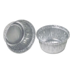 Durable Packaging Aluminum Round Containers, 3 in Dia., 4 oz Cup, 1000/Carton