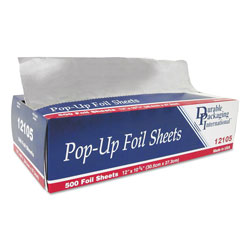 Durable Packaging Pop-Up Aluminum Foil Sheets, 12 in x 10 3/4 in, 500/Box, 6 Boxes/Carton
