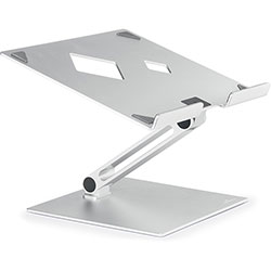 Durable RISE Laptop Stand - Up to 17 in Screen Support - 12.6 in, x 9.1 in x 11 in Depth - Desktop, Tabletop - Aluminum - Silver