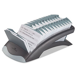 Durable TELINDEX Desk Address Card File, Holds 500 4 1/8 x 2 7/8 Cards, Graphite/Black