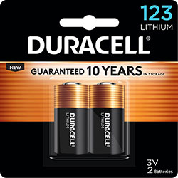 Duracell Specialty High-Power Lithium Battery, 123, 3V, 2/Pack (DURDL123AB2BPK)