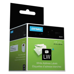 Dymo LabelWriter Address Labels, 1.12 in x 3.5 in, White, 130 Labels/Roll, 2 Rolls/Pack