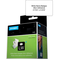 Dymo Name Badge Insert Labels, 2.43 in x 4.18 in, White, 250/Box