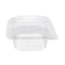 Eatery Essentials Hinged-Lid Tamper-Evident Container, 12oz, RPET, Clear