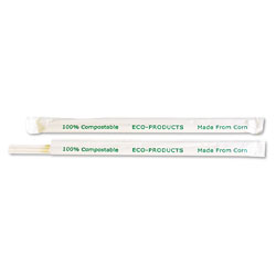Eco-Products 7.75" Clear Wrapped Straw - Case, 400/PK, 24 PK/CT (ECOEPST770)
