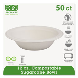 Eco-Products Renewable & Compostable Sugarcane Bowls - 12oz., 50/PK (ECOEPBL12PK)