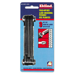 Eklind N91 Classic Fold-Up Tool, 9-Piece Hex Set, SAE, Polished Steel/Black Oxide