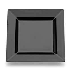 EMI Yoshi Plastic Square Dessert Plate, 6.5 in, Black