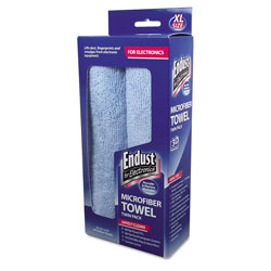 Endust Large-Sized Microfiber Towels Two-Pack, 15 x 15, Unscented, Blue, 2/Pack
