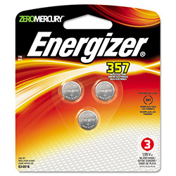 Energizer 357/303 Silver Oxide Button Cell Battery, 1.5V, 3/Pack