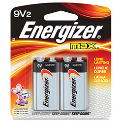 Energizer Alkaline Energizer Battery, 9 Volt, 4BX/CT, Silver