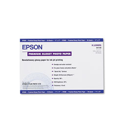 Epson Premium Photo Paper, 10.4 mil, 11 x 17, High-Gloss White, 20/Pack