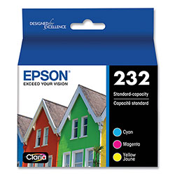 Epson T232520S (T232) Claria Ink, 165 Page-Yield, Cyan/Magenta/Yellow
