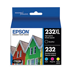 Epson T232XLBCS (T232XL/T232) Claria Ink, 450/165 Page-Yield, Black/Cyan/Magenta/Yellow