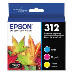 Epson T312923S (312XL) Claria High-Yield Ink, 360 Page-Yield, Cyan/Magenta/Yellow