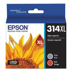Epson T314XL922S (314XL) Claria High-Yield Ink, 830 Page-Yield, Gray/Red