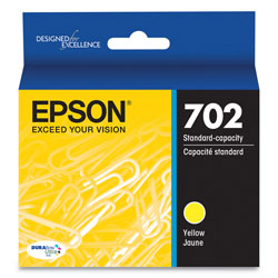 Epson T702420S (702) DURABrite Ultra Ink, 300 Page-Yield, Yellow