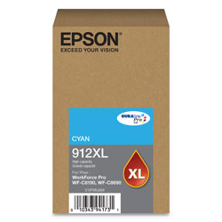 Epson T912XL220 (912XL) DURABrite Pro High-Yield Ink, 4600 Page-Yield, Cyan