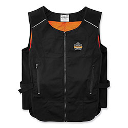 Ergodyne Chill-Its 6260 Lightweight Phase Change Cooling Vest w/ Packs, Cotton/Polyester, Small/Med, Black