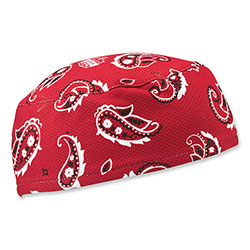 Ergodyne Chill-Its 6630 High-Performance Terry Cloth Skull Cap, Polyester, One Size Fits Most, Red Western