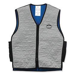 Ergodyne Chill-Its 6665 Embedded Polymer Cooling Vest with Zipper, Nylon/Polymer, Large, Gray