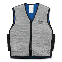 Ergodyne Chill-Its 6665 Embedded Polymer Cooling Vest with Zipper, Nylon/Polymer, X-Large, Gray