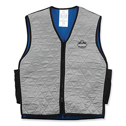 Ergodyne Chill-Its 6665 Embedded Polymer Cooling Vest with Zipper, Nylon/Polymer, 2X-Large, Gray