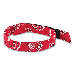 Ergodyne Chill-Its 6705 Cooling Embedded Polymers Hook and Loop Bandana Headband, One Size, Red Western